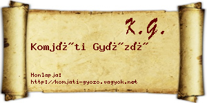 Komjáti Győző névjegykártya